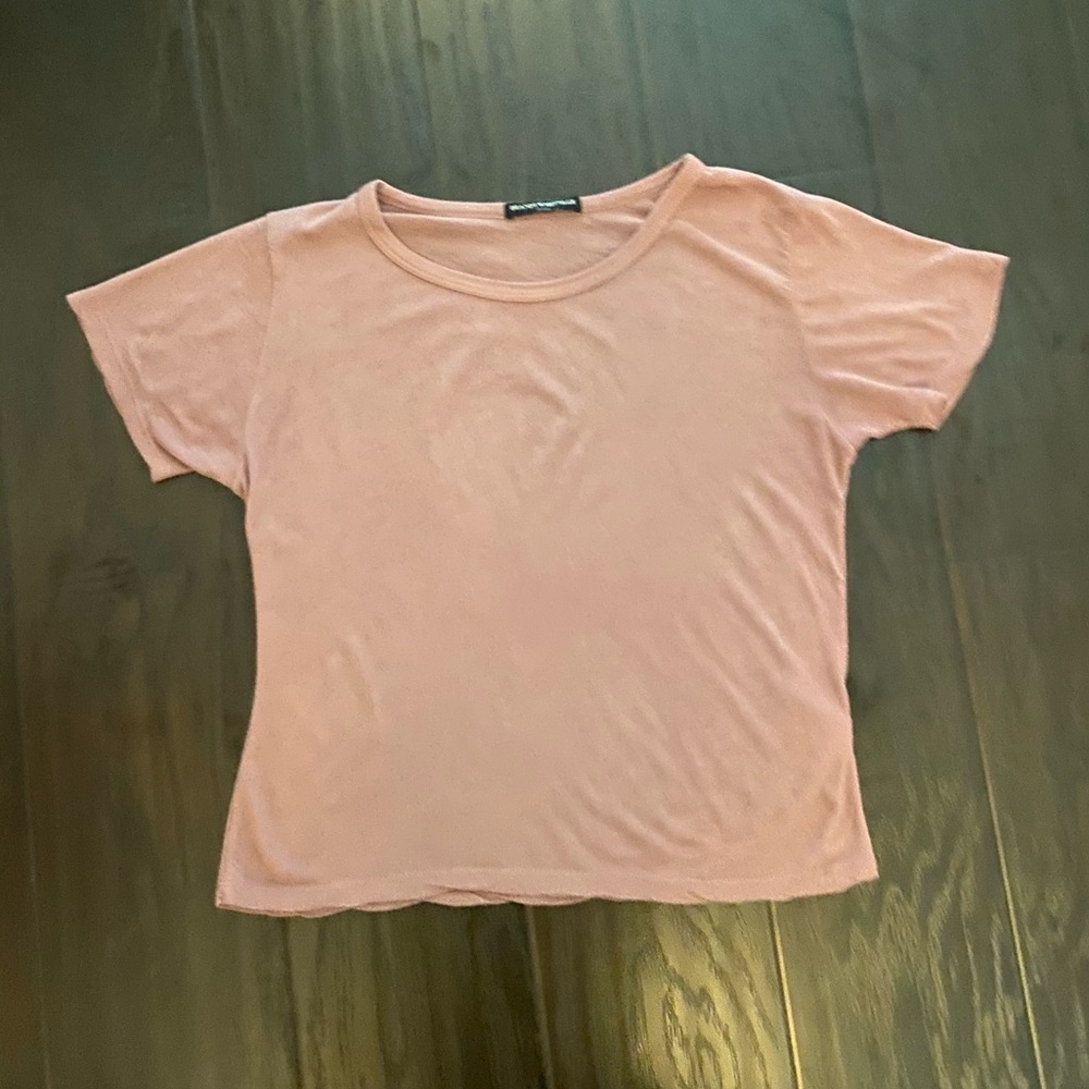 Brandy Melville Rose Pink Short Sleeve Crop Top